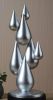 17.3" Silver Abstract Droplet Sculpture – Modern Resin Statue with Black Base for Shelf, Table or Console