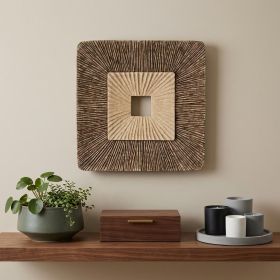 Brown Sandstone Geometric Wall Art (Set of 2) – Modern Square Hanging Decor