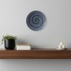 14" Gray Round Modern Spiral Wall Art – Sandstone & Glass Contemporary Accent