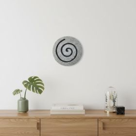 19" Gray Round Modern Spiral Wall Art – Sandstone & Glass Contemporary Accent