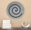 19" Gray Round Modern Spiral Wall Art – Sandstone & Glass Contemporary Accent