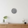 19" Gray Round Modern Spiral Wall Art – Sandstone & Glass Contemporary Accent