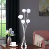 27.5" Silver Chrome 6-Light Globe Table Lamp – Acrylic LED Statement Accent