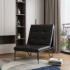 75" Black Faux Leather Tufted Convertible Chair