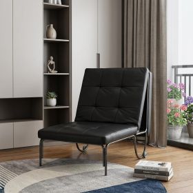 75" Black Faux Leather Tufted Convertible Chair