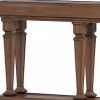 60" Brown Solid Wood Console Table with Floor Shelf – Rustic Modern Accent