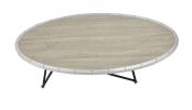 46" Gray and Black Wood and Iron Oval Coffee Table