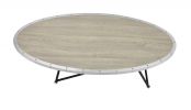 46" Gray and Black Wood and Iron Oval Coffee Table
