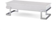 47" White and Silver Wood And Metal Lift Top Sled Coffee Table