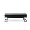 47" Black and Silver Wood & Iron Lift‑Top Sled Coffee Table – Modern Industrial Accent
