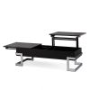 47" Black and Silver Wood & Iron Lift‑Top Sled Coffee Table – Modern Industrial Accent