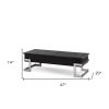 47" Black and Silver Wood & Iron Lift‑Top Sled Coffee Table – Modern Industrial Accent