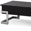 47" Black and Silver Wood & Iron Lift‑Top Sled Coffee Table – Modern Industrial Accent