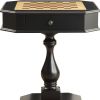 28" Black Octagon Pedestal Chessboard Console Table with Drawer – Sculptural Modern Accent