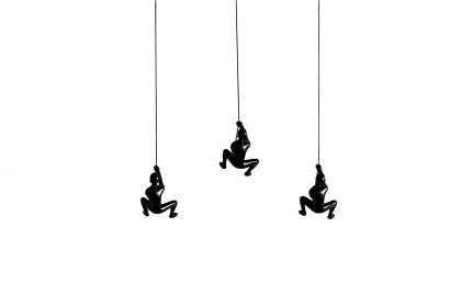 Set of Three Black Resin Climbing Man Hanging Dimensional Sculpture