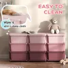 3‑Tier Kids Storage Tower with 9 Drawers – Pink Dresser Organizer