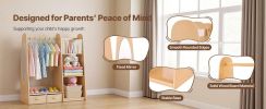 Kids Dress‑Up Closet with Mirror – Wooden Wardrobe Organizer for Little Girls