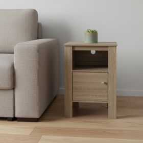 24" Deep Taupe Wood End Table With Shelf