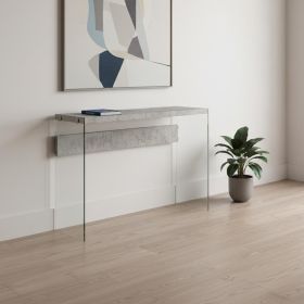 44" Gray And Clear Solid Console Table