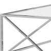 22" Clear Glass & Silver Iron Coffee Table – Modern Rectangular Centerpiece