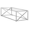 22" Clear Glass & Silver Iron Coffee Table – Modern Rectangular Centerpiece