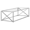 22" Clear Glass & Silver Iron Coffee Table – Modern Rectangular Centerpiece