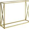 42" Clear And Gold Glass Frame Console Table