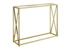 42" Clear And Gold Glass Frame Console Table
