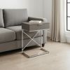 24" Silver And Gray Wood And Metal End Table With Drawer