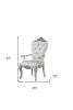 Set of 2 Silver & Pearl Tufted Armchairs – Upholstered Accent Chairs with Cushioned Back