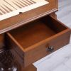 28" Brown Octagon Chessboard Console Table with Drawer – Functional Game Table & Accent Furniture