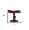28" Brown Octagon Chessboard Console Table with Drawer – Functional Game Table & Accent Furniture