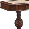 28" Brown Octagon Chessboard Console Table with Drawer – Functional Game Table & Accent Furniture