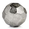 Silver Rough‑Hewn Faceted Sphere – Modern Geometric Aluminum Sculpture