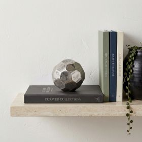 Silver Rough‑Hewn Faceted Sphere – Modern Geometric Aluminum Sculpture