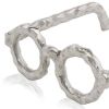 7" Silver Aluminum Textured Round Eyeglasses Tabletop Sculpture