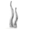 Set of Two Silver Aluminum Squiggly Vases