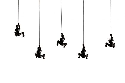 Set of Five Black Resin Climbing Man Hanging Dimensional Sculpture
