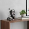 10" Black Iron Golf Bag Pull‑Cart Figurine – Vintage Sports Décor