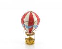 15" Red And White Metal Hand Painted Hot Air Balloon Tabletop Sculpture