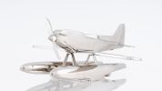 Nickel Metal Hand‑Painted Model Airplane Tabletop Sculpture – Vintage Decorative Accent