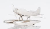 Nickel Metal Hand‑Painted Model Airplane Tabletop Sculpture – Vintage Decorative Accent