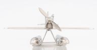Nickel Metal Hand‑Painted Model Airplane Tabletop Sculpture – Vintage Decorative Accent