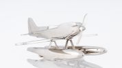 Nickel Metal Hand‑Painted Model Airplane Tabletop Sculpture – Vintage Decorative Accent