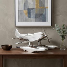 Nickel Metal Hand‑Painted Model Airplane Tabletop Sculpture – Vintage Decorative Accent