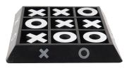 Nickel & Dark Wood Tic Tac Toe Sculpture – Modern Tabletop Game Décor