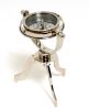 8.5" Silver Gimbaled Compass on Tristand – Modern Decorative Tabletop Sculpture