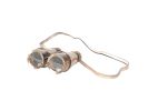 Antique Brass Binocular Figurine with Leather Overlay – Vintage Decorative Accent