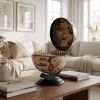 20" Brown & Black Antique‑Style Globe Chess Set – Decorative Tabletop Sculpture