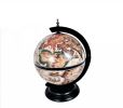 20" Brown & Black Antique‑Style Globe Chess Set – Decorative Tabletop Sculpture